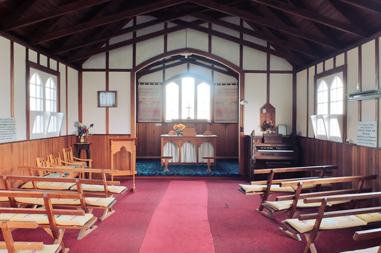 Inside St. David's Church, the smaller of the two religious buildings on site.