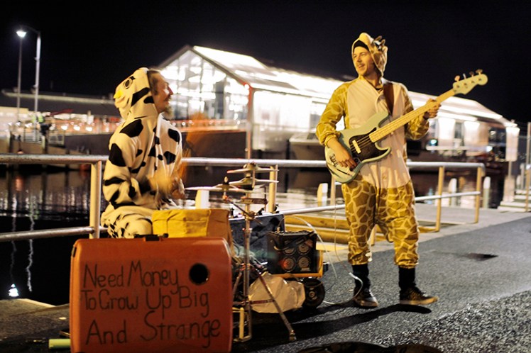 These two chaps entertained the crowds walking to and from the Winter Feast.