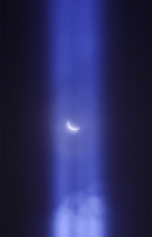 The moon gets caught in the tractor beam of the Pulse Column.