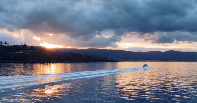 On our journey back into Triabunna we were blitzed by this fishing boat. Obviously in a rush to get his catch home before sunset.