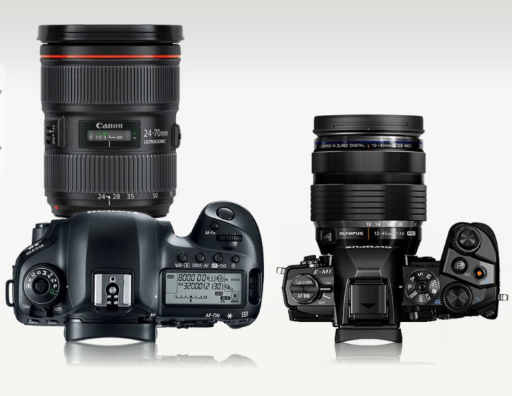 Canon 5D vs Olympus E-M1 Camerasize